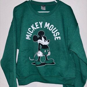 Disney Unisex Green Mickey Mouse Crew Neck Sweatshirt